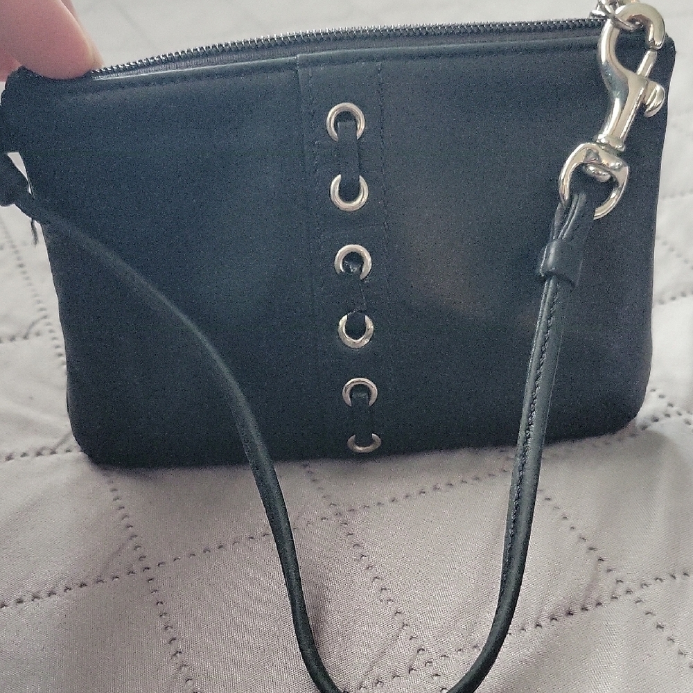 COPY - Black Leather Couch Wristlet